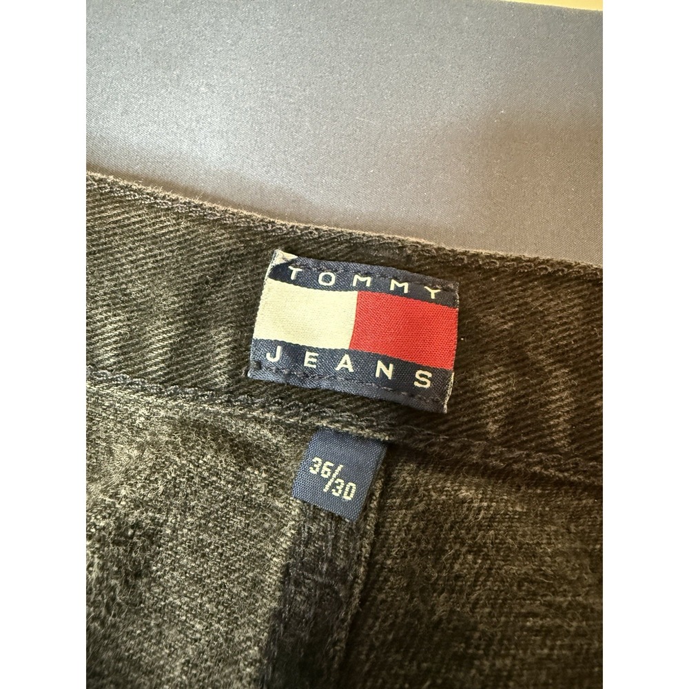 Vintage 90s Tommy Jeans Carpenter Jeans Mens 36x30 Faded Black Baggy Wide Leg - Picture 4 of 6